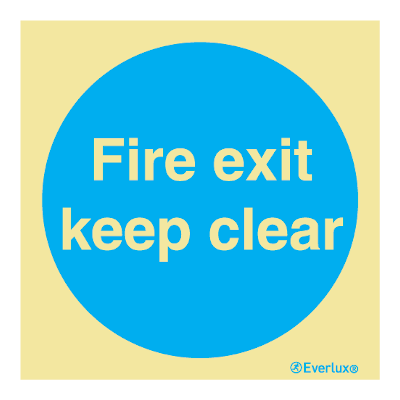 Everlux Photoluminescent Sign - Fire Exit Keep Clear